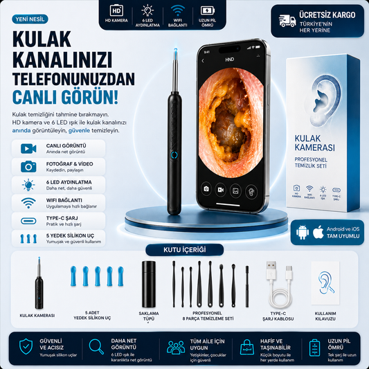 KulakKamera™ Pro | 1296P Ultra HD Kulak Temizleme Kamerası